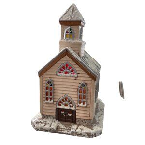 Christmas Remembrances Collectible Light up Church Beige Holiday Festive Decor